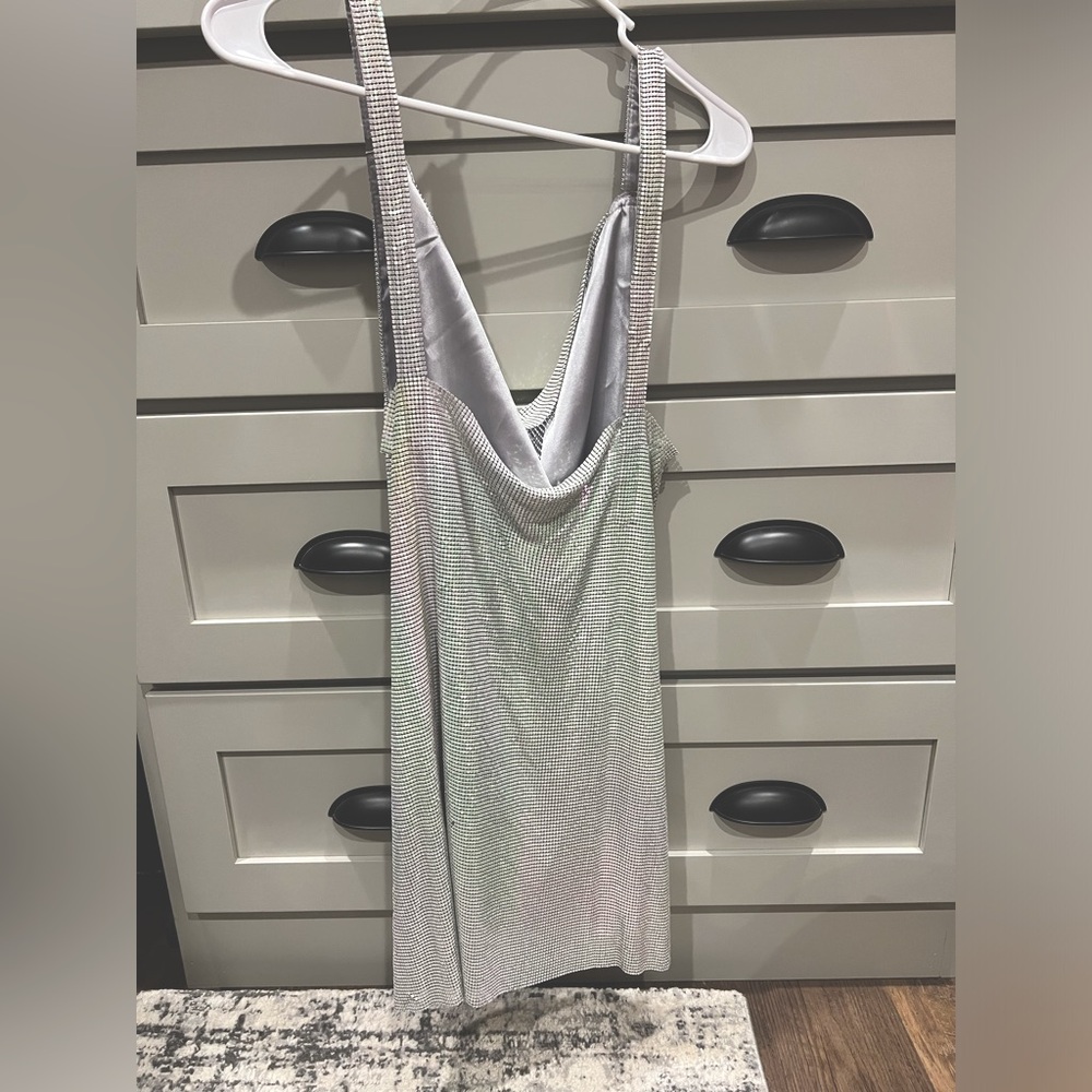 Metallic chain link style mini dress